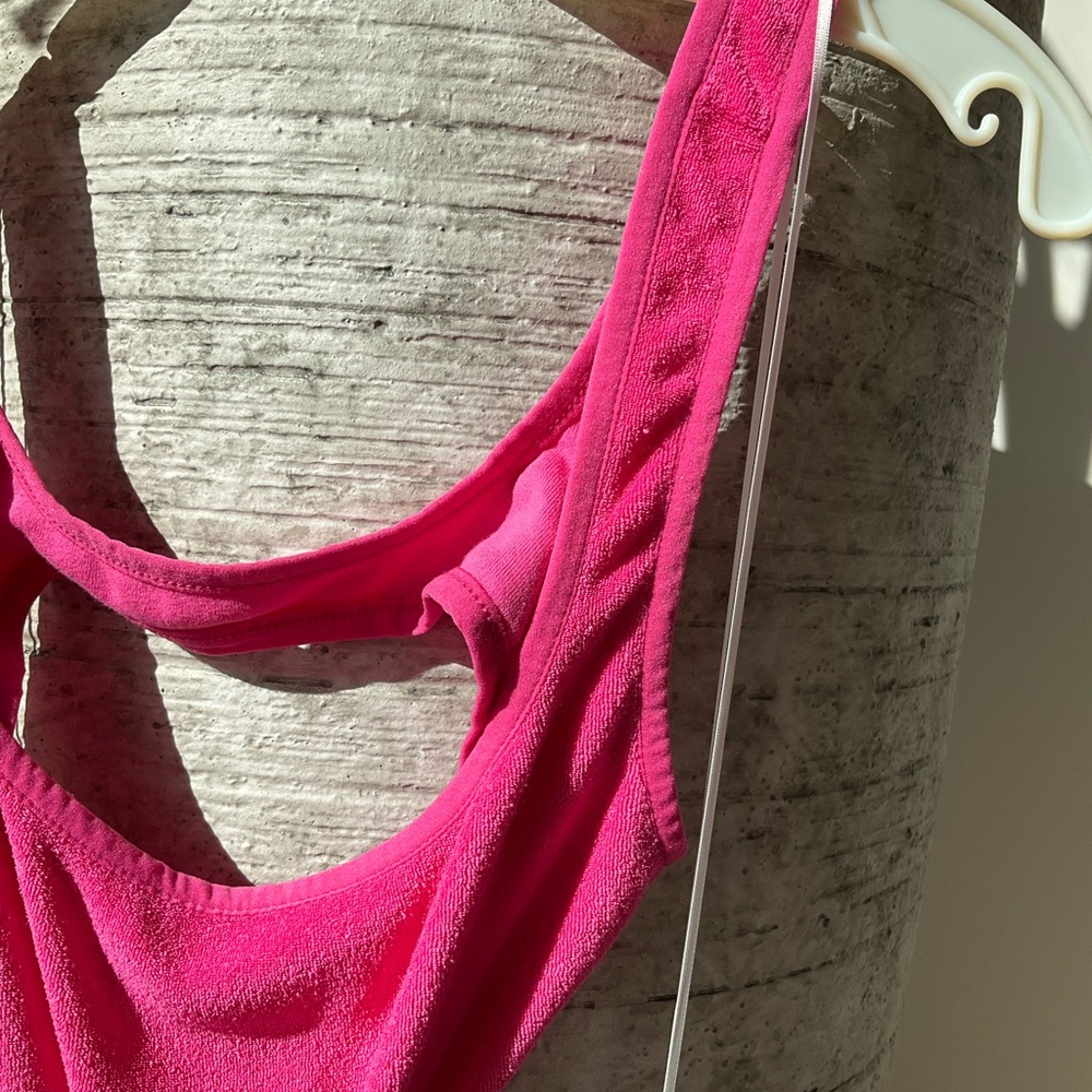 Bnwt Solid And Striped Pink Terrycloth Cut Out Mi… - image 5